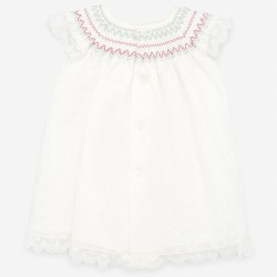 VESTIDO CON NIDO DE ABEJA CASCADA CON PUNTILLAS 35601 PAZ RODRIGUEZ 2
