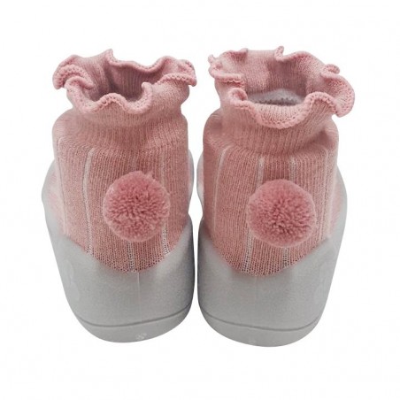 ATTIPAS ZAPATO POM-POM BEBÉ RESPETUOSO ERGONÓMICO POMPON ROSA