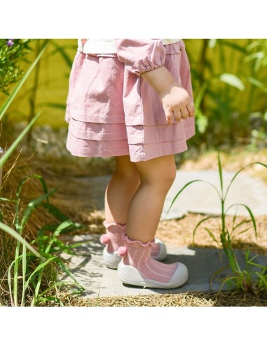 ATTIPAS ZAPATO POM-POM BEBÉ RESPETUOSO ERGONÓMICO POMPON ROSA
