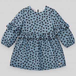 Vestido niña tela estampada GATOS PAZ Rodríguez