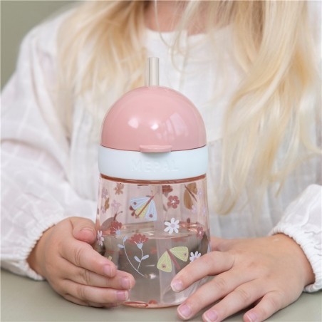 VASO CON PAJITA MIO 300 ML FLORES LITTLE DUTCH