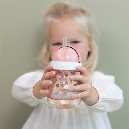 VASO CON PAJITA MIO 300 ML FLORES LITTLE DUTCH