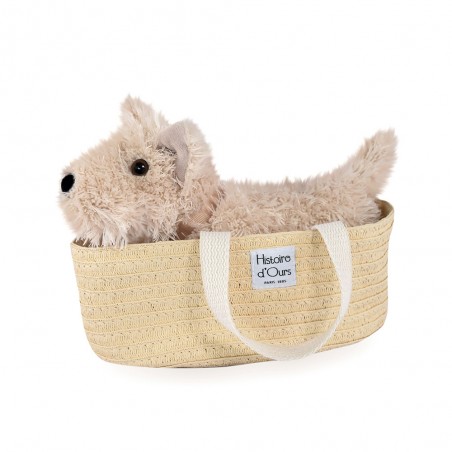 Perro peluche fox terrier con cesta para llevarlo Histoire d'Ours