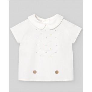Blusa niño bordada con lino BICO PAZ Rodríguez