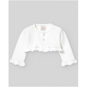 Chaqueta corta blanca de punto bebé niña BICO PAZ Rodríguez