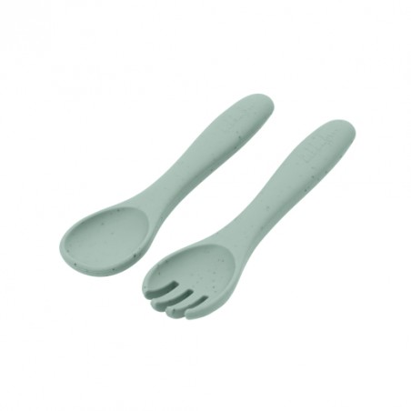 set de tenedor y cuchara silicona platinum kikkaboo