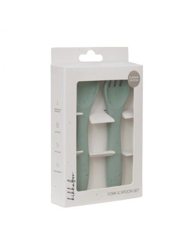 set de tenedor y cuchara silicona platinum kikkaboo