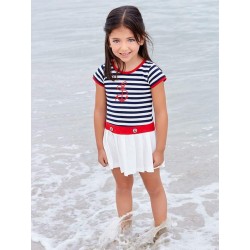 VESTIDO NIÑA RAYAS MARINERAS RESORT PAZ RODRIGUEZ 09496