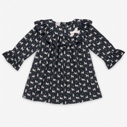Vestido de tela  estampado con perritos colección Gamma Paz Rodríguez. Ref. 15941