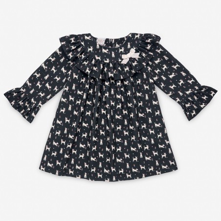 Vestido de tela  estampado con perritos colección Gamma Paz Rodríguez. Ref. 15941