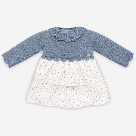 Vestido puntotela con estrellitas en la falda colección Cielo Paz Rodriguez. Ref. 20011