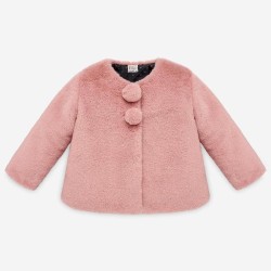 Chaquetón de pelo con dos pompones Paz Rodriguez