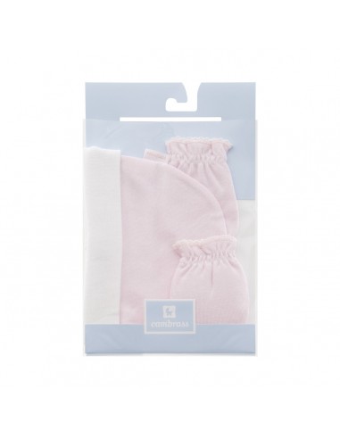 Gorro y manoplas bebé recién nacido Cambrass - Rosa