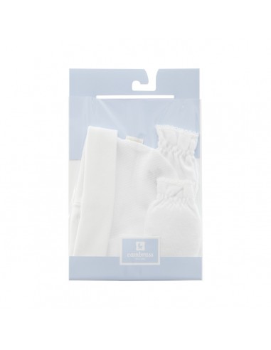 Gorro y manoplas bebé recién nacido Cambrass - Blanco