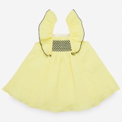 VESTIDO DE BAMBULA CON NIDO DE ABEJA COLECCION MARE PAZ RODRIGUEZ . Ref. 25292