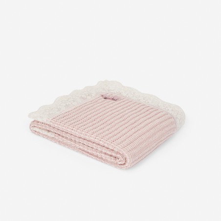 PAZ Rodríguez | Toquilla de algodón para bebé rosa con puntilla Malia