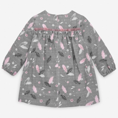 VESTIDO INFANTIL ESTAMPADO PLUMAS 35136 PAZ RODRIGUEZ